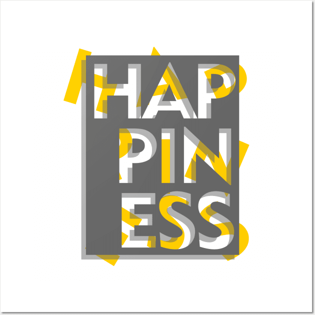 3d effect scrambled letter of happiness Wall Art by Typography Dose